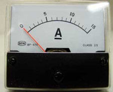 Paneelmeter 0-15Amp-gelijkstroom