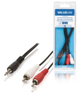 Stereo Audiokabel 3.5 mm Male - 2x RCA Male 1m