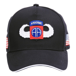 Baseball cap 82nd Airborne WWII 3D zwart