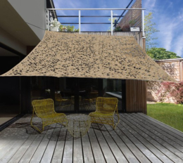 Camouflage schaduwdoek - vierkant zonnezeil - 3x3 m beige