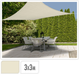 Schaduwdoek 3 X 3M vierkant ecru