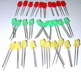 LED 5mm, standaardtypen, rood/groen/geel 10 stuks