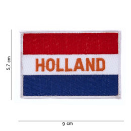 Embleem stof vlag Holland tekst Holland 5,7cm x 9cm
