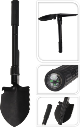 Kleine klapschep/vouwschep met houweel en hoes 41 x 13 cm - Outdoor/survival accessoires