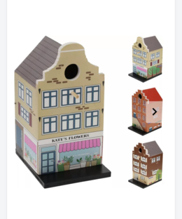 Decoratie vogel huisje grachtenpand Amsterdam