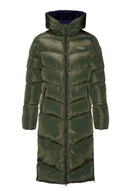 Helena long puffy dames jas groen