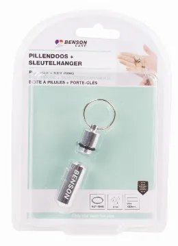 Noodpakket - Pillendoos met sleutelhanger 52 x ø14 mm