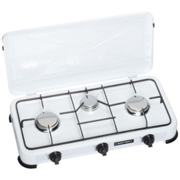 Campart - Gaskomfoor - 3-Pits - 2x 1500 en 1x 1000 Watt - Wit