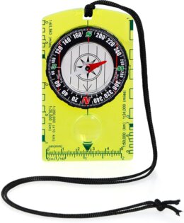 Plaatkompas - Kaartkompas - Kompas met Liniaal en Vergrootglas - Waterdicht geel