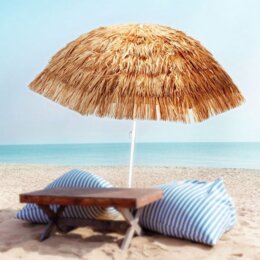 Parasol raffia180 cm met knik