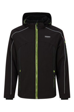 Nordberg Ole soft shell heren winterjas zwart met afneembare capuchon